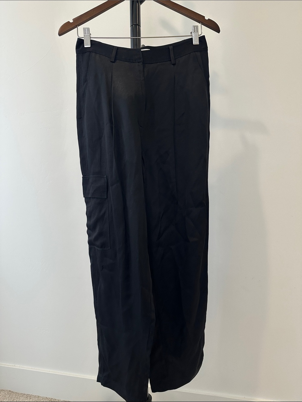 Nordstrom Black Wide-Leg Cargo Trousers